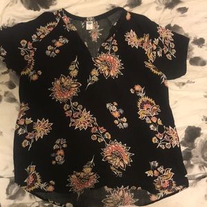 Brand new black and floral high low blouse